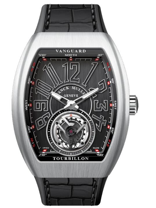 Best FRANCK MULLER Vanguard Tourbillon Brushed Stainless Steel - Black V 41 T BR (NR) (AC) (NR NR AC BR) Replica Watch